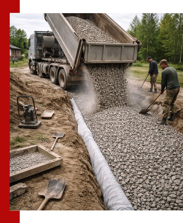 Гравий для дренажа с доставкой в Бугульме качественный и недорогой