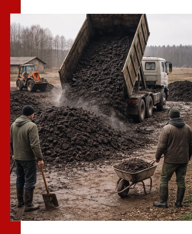 Доставка низинного торфа с разгрузкой и доставкой в Бугульме