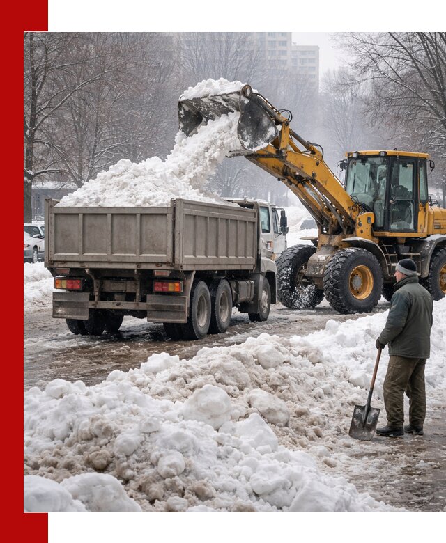Вывоз снега грузовой техникой в Бугульме оперативно и чисто