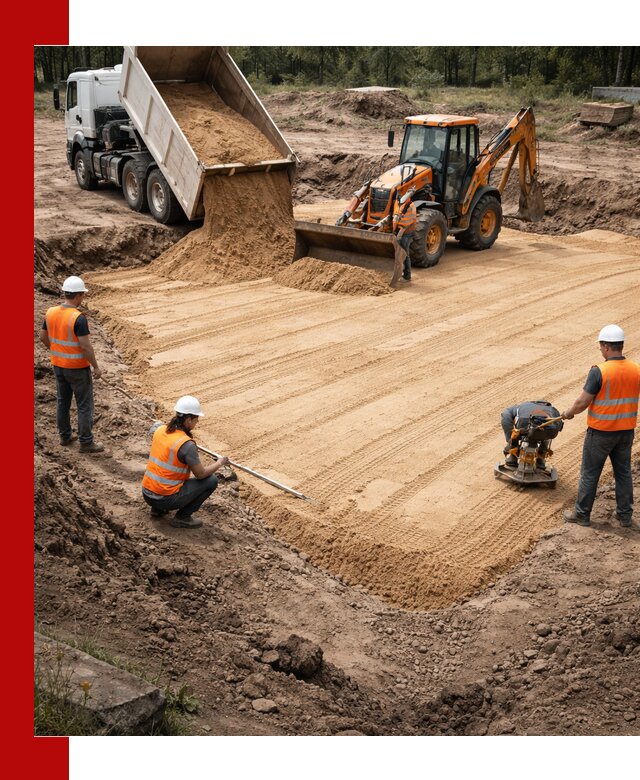 Устройство песчаной подушки для фундаментов и дорог в Бугульме